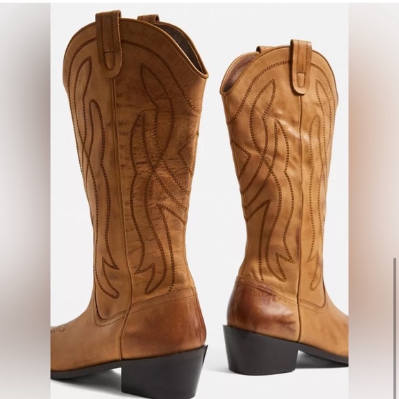 NIB UO Cassidy Western Tan Leather Boot - Picture 5 of 11